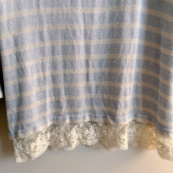 LOFT Stripe sweater with lace trim size Medium - Picture 7 of 11